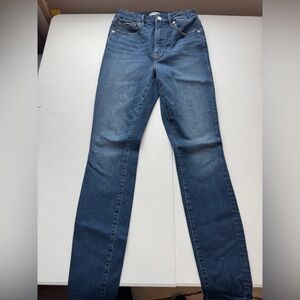 Good American Dark Blue Straight Leg Stretch Jeans